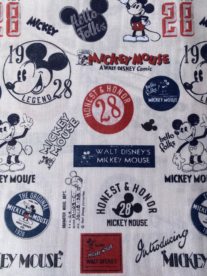 Tela popelín algodón 100% estampado Mickey vintage (Certificado GOTS)