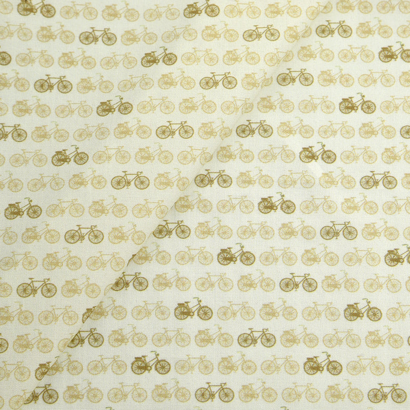 Tela 100% algodón estampado bicicletas beige (CM)