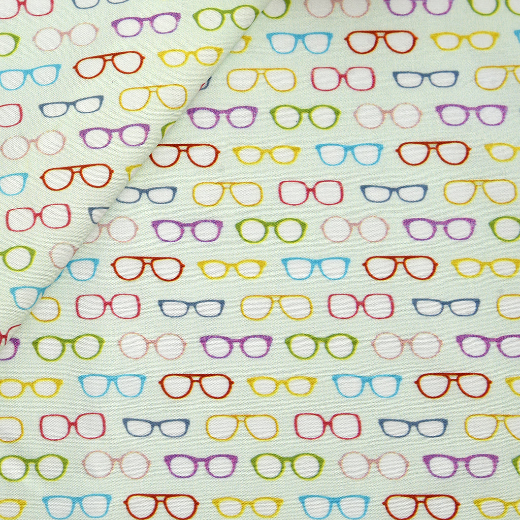 Tela 100% algodón estampado gafas verde claro (CM) - TIENDAMERCERIA