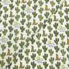 Tela 100% algodón estampado cactus y coyotes blanco verde (CM)